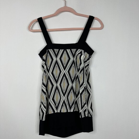 2/$24 White House Black Market Argyle Print Sleeveless Blouson Blouse XS #A0677 - Picture 4 of 7